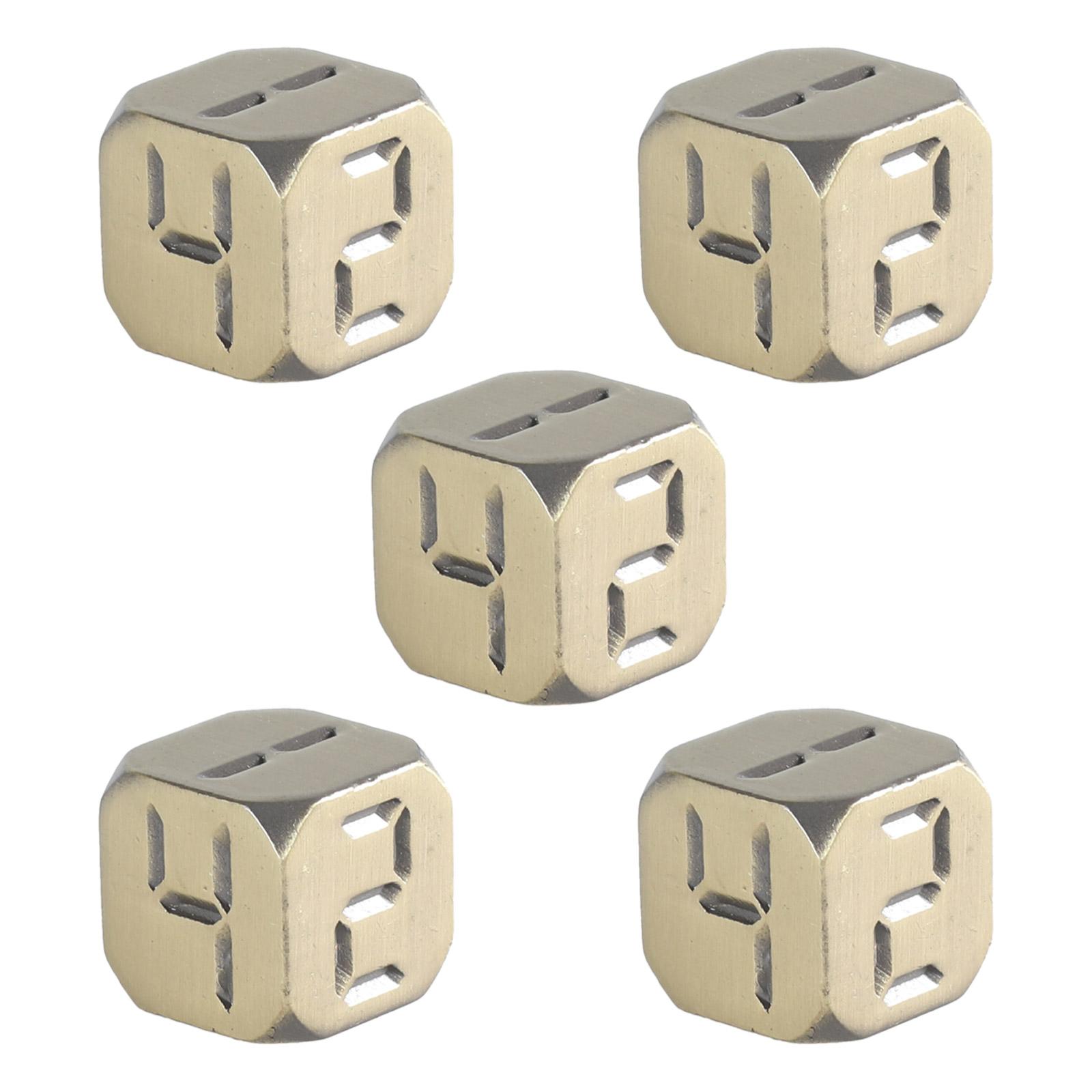

5Pieces Dices Set 13mm Solid Game Dices Set with Large Number 6 Sided Alloys Dices Educational Rounded Corner Dices бронзовий