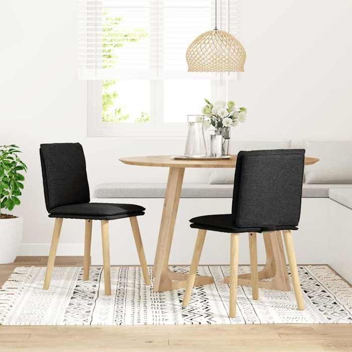 VidaXL Chaises à manger lot de 2 noir tissu, chaise, chaise de salon, chaise d'accent, chaise de cuisine, siège de salle à 4101257