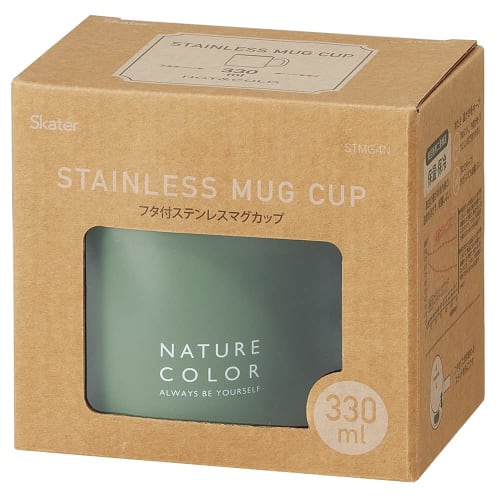 Skater Thermal/Cold Stainless Steel Mug with Lid, Vacuum Insulated Double Layer, Sage Green, 330ml STMG4N-A