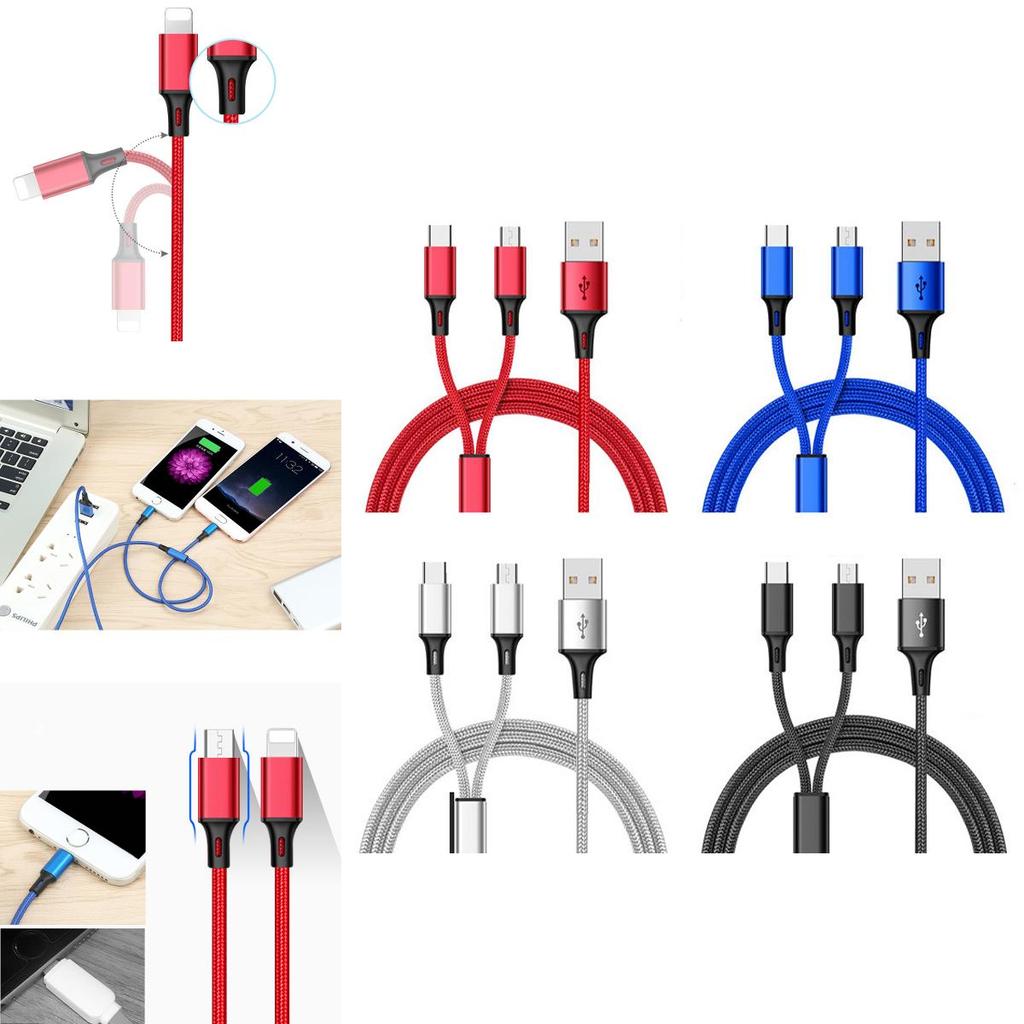 Durable Handset Data Line Double Metal Woven Nylon Data Cable For Apple And Android Devices