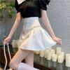 Black Short Skirt Asymmetric Rhinestone Embellished Summer High Waist Slimming Puff A-Line Midi Skirt