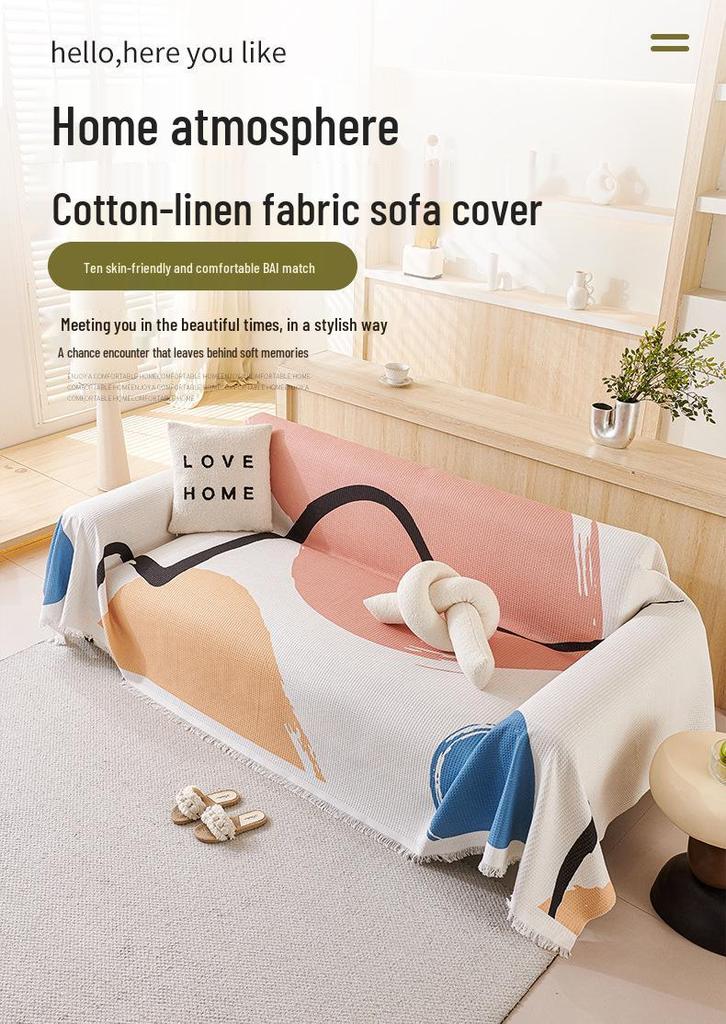 Modern Art Non-Slip Double-Sided Sofa Cover, High-End Full Wrap Cushion
