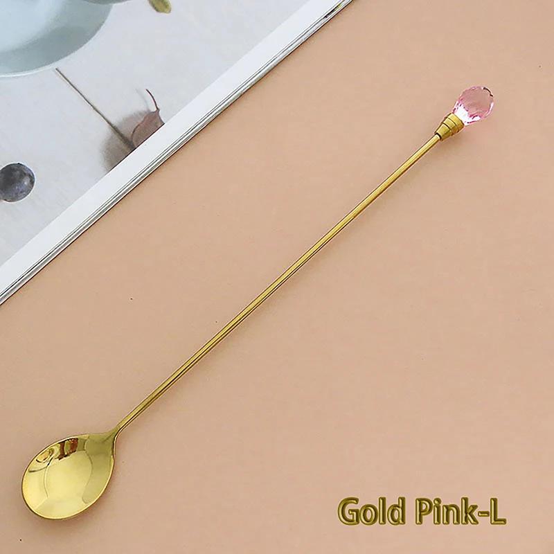 1 Stück Kristalllöffel-Set Langer Griff Teelöffel 430 Edelstahl Diamant Eis Löffel Perfekt für Dessert Eis Kaffee Cocktail