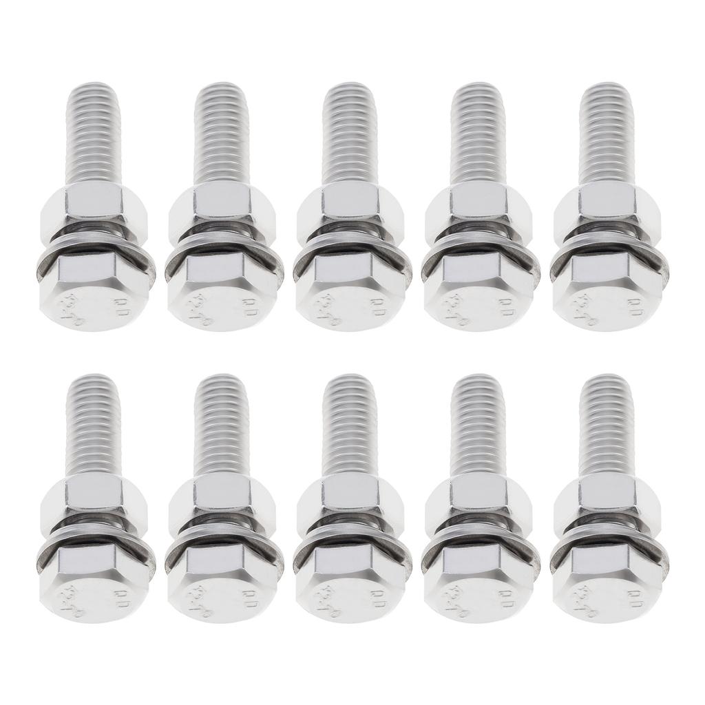 10 Pcs 304 Stainless Steel M8 x 30mm Hex Bolt Set, Fully Threaded Hex Screws with Flat Washer, Spring Washer and Matching Nuts