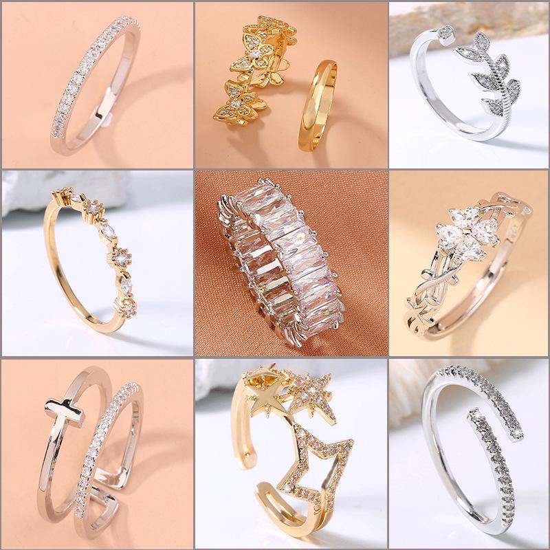 

Elegant Women s Brass Ring with White Zircon Butterfly Design