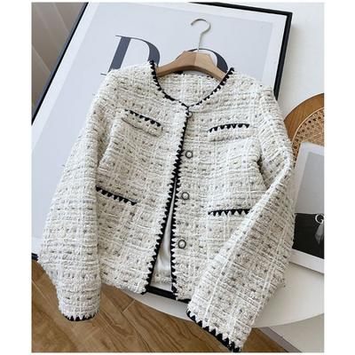 Spring Autumn Jacket Design Fashion Sweet Tweed Blazers Women French Elegant Office Lady Woolen Short Suit Coats