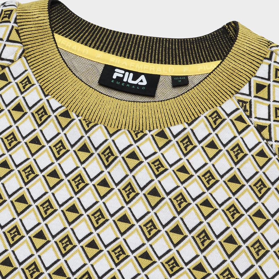 Fila Emerald Checkered Crew Neck Casual Pullover Sweatshirt Women Sweatshirt F11W414201F-ZA
