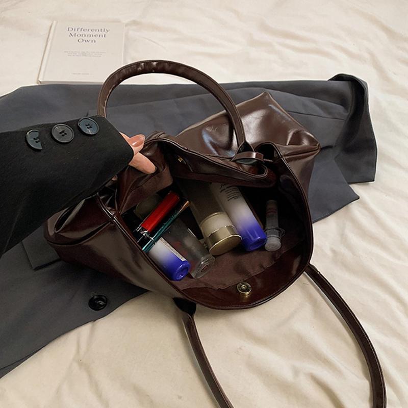 Yogodlns Oil PU Leather Hobo Handbag Slouchy Shoulder Bag Retro Top-Handle Bag Large Work Bags for Women Gilrls Tote Work Shopping Travel