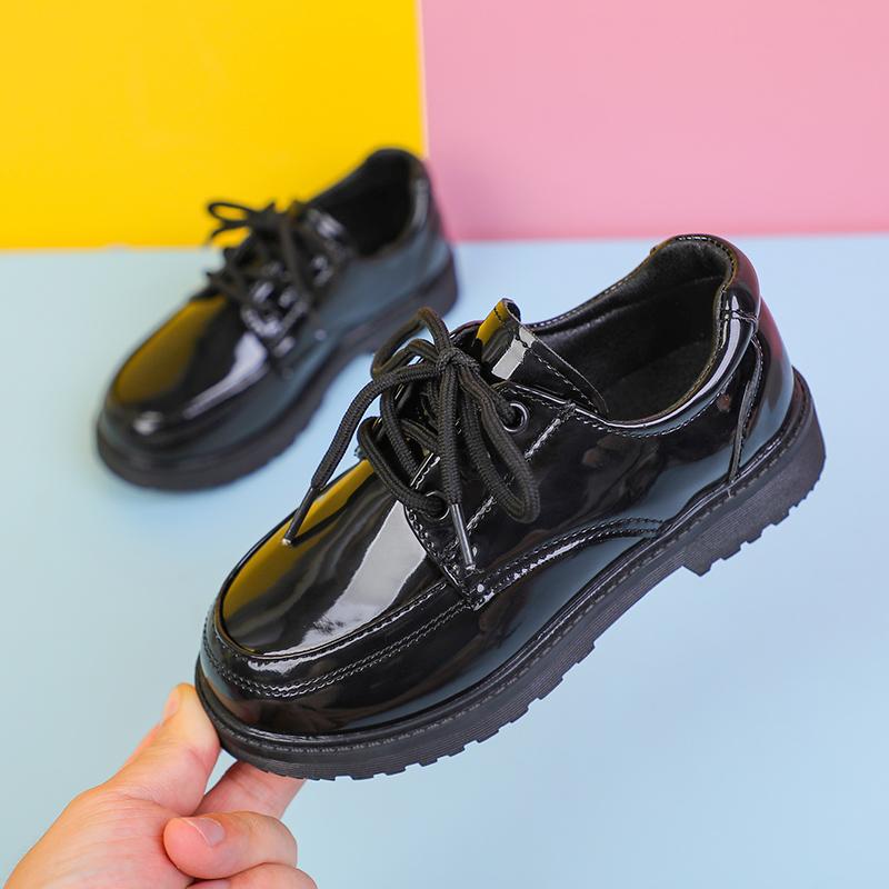 *Spring and Autumn New Round Head Cute Boys' Lace Up Walking Shoes Fashionable and Comfortable Solid Color Buckle Casual Shoes