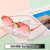 Gradient Color Rimless UV Protection SunEyewear Stylish Square Sun Eyewear Female and Male Outdoor Eye Protection Sun Eyewear Eyewear