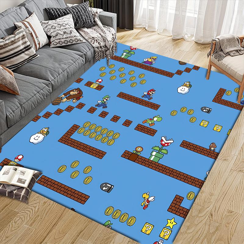 Mario Level Scene Area Rug, Mario Fan Cozy Carpet, Ideal Gift.chl