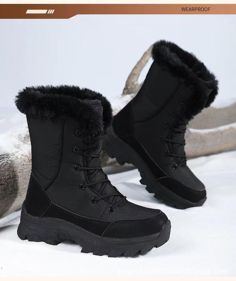Snow boots women's shoes winter velvet thickened cold-proof warm leg guards high-top versatile large cotton shoes non-slip boots