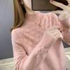 Women's Loose Half-High Neck Knit Sweater - Solid Color, Versatile Autumn/Winter Pullover