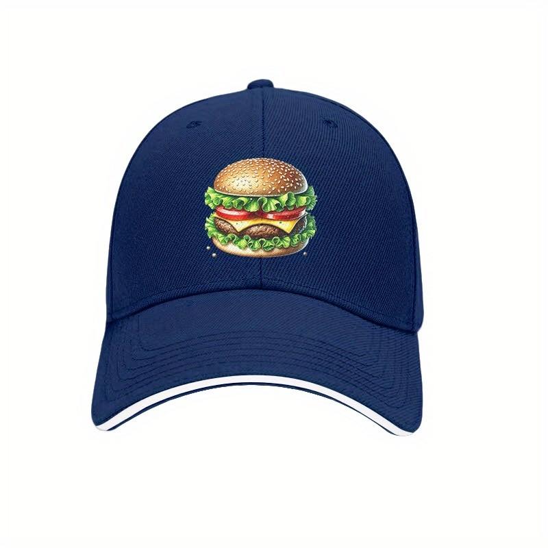 Hamburger Graphic Baseball Cap Adjustable Polyester Outdoor Casual Unisex Dad Hat