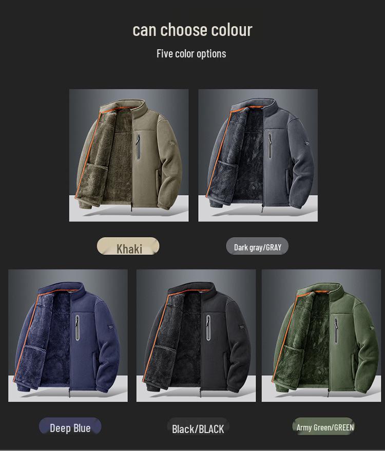 8918A Men's Thickened Fleece Outdoor Jacket - Autumn/Winter Sherpa Style