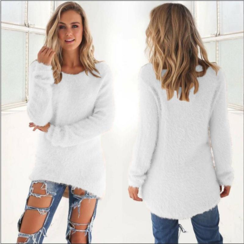Women's Sweater Pullover with Long Sleeves and Round Neck Sweater
