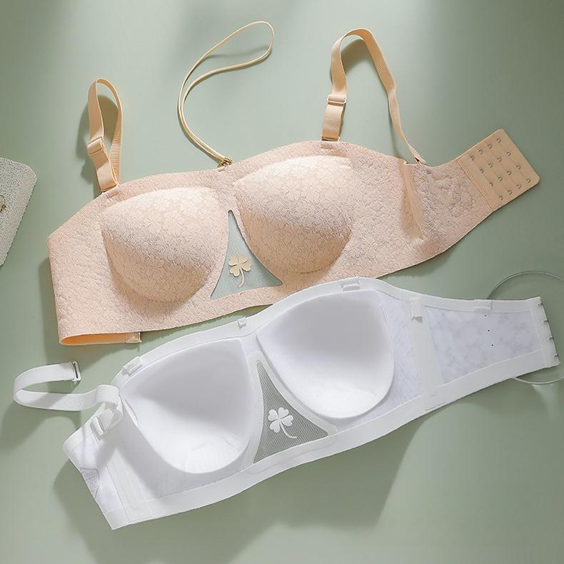 Sexy V-neck Bra for Women Thin Breathable Seamless Bra Gathered Bra