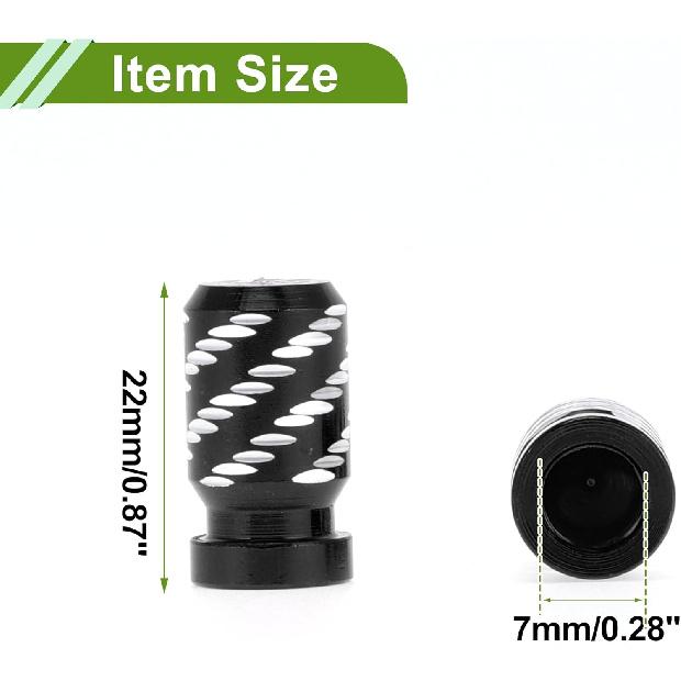 Tire Valve Stem Caps Decorative Black Wings Pattern Tyre Valve Dust Covers 7x22mm Aluminum Alloy 4 Pcs