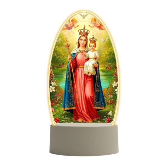 Lâmpada de Oração Guadalupe Virgem Alimentada por USB Luz Quente Brilho Suave Luz Noturna Católica Decoração Religiosa LED para Altar Doméstico Quarto Escritório Presente