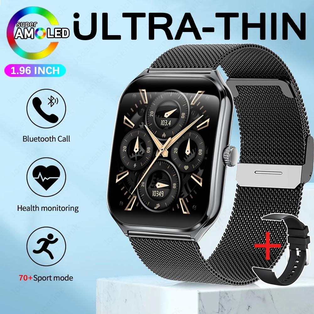 New Ultra Thin Smart Watch Men AMOLED Ultra HD Heart Rate Sports Bracelet Always Display Time BT Calling Smartwatch