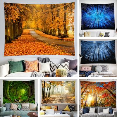 Nordic Ins Tapestry, Bedroom Decoration Fabric, Forest Series, Living Room Background Fabric, Plant Landscape Wall Carpet