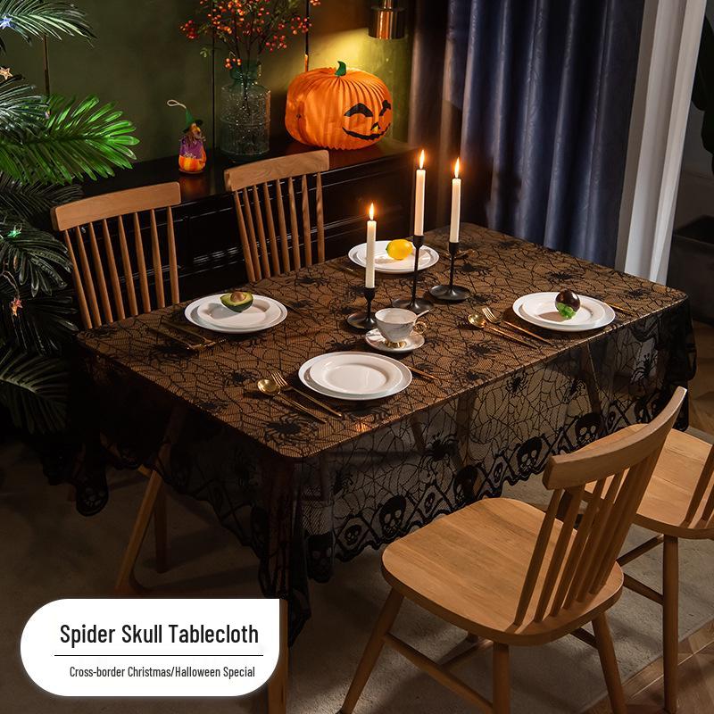 Zestaw: Szalik na kominek Pająk i Obrus Halloweenowy: Dynie, Okrągłe/Kwadratowe Obrusy, Dekoracja Bieżnika na Stół