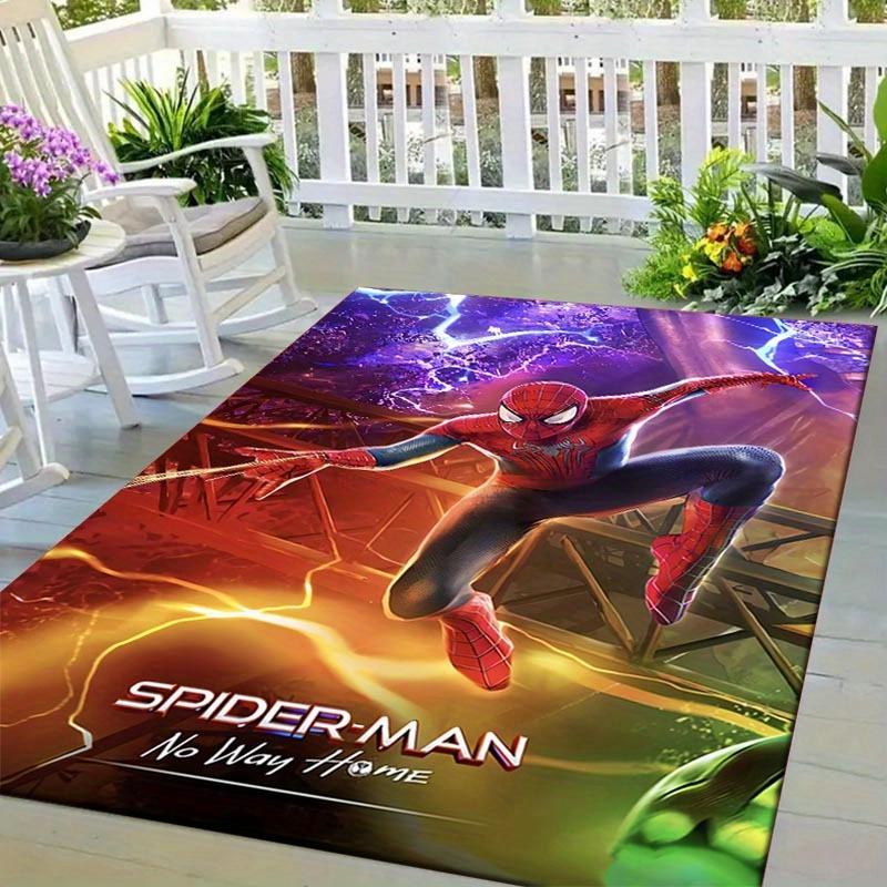 1pc Spider-Man Pattern Area Rug Soft Flannel Floor Mat for Living Room, Office, Bedroom, Outdoor and Camping, Sofa Coffee Table Floor Mat, D