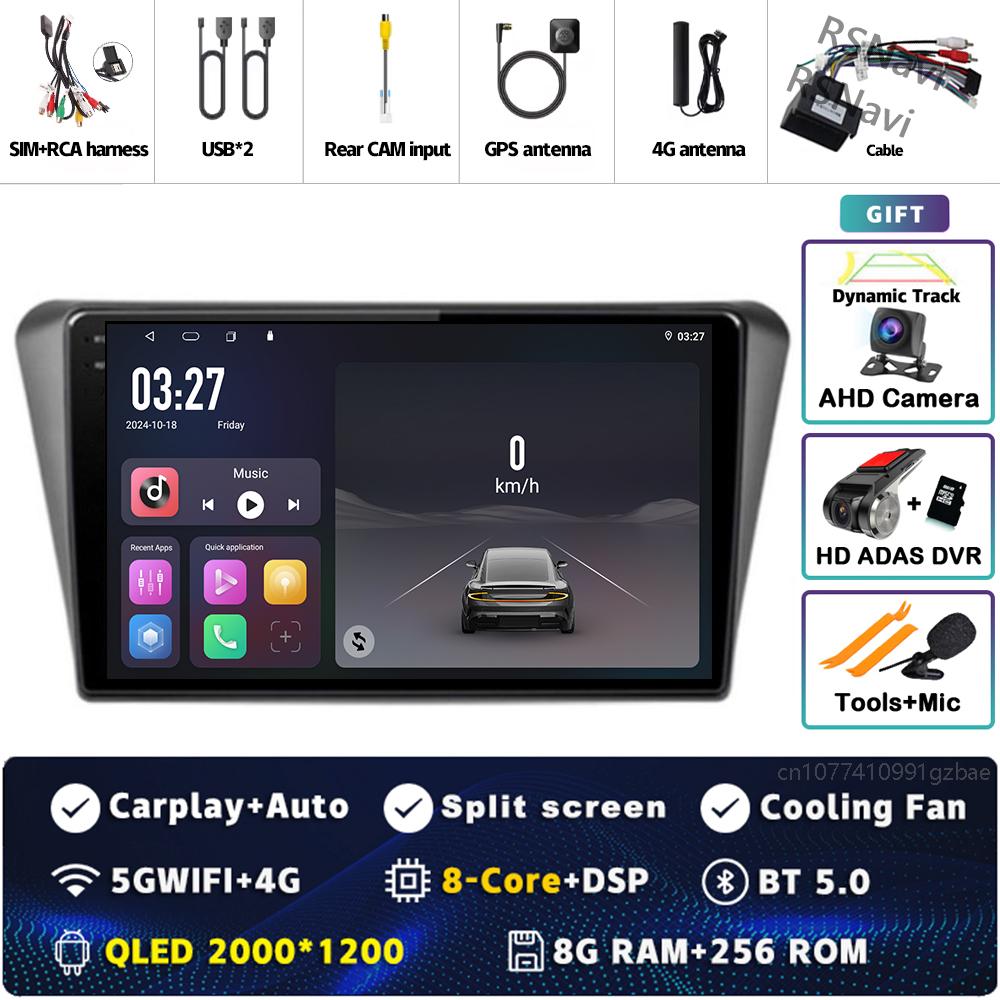 9" Android 14 Carplay Car Radio For Peugeot 408 2014 - 2018 Multimedia Video Player Navigation GPS Stereo 2Din DVD 360 Camera BT