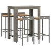 VidaXL Ensemble de bar jardin 5 pcs gris poly rotin/bois massif acacia, ensemble de table de bar, ensemble de pub, ensemble 3187709