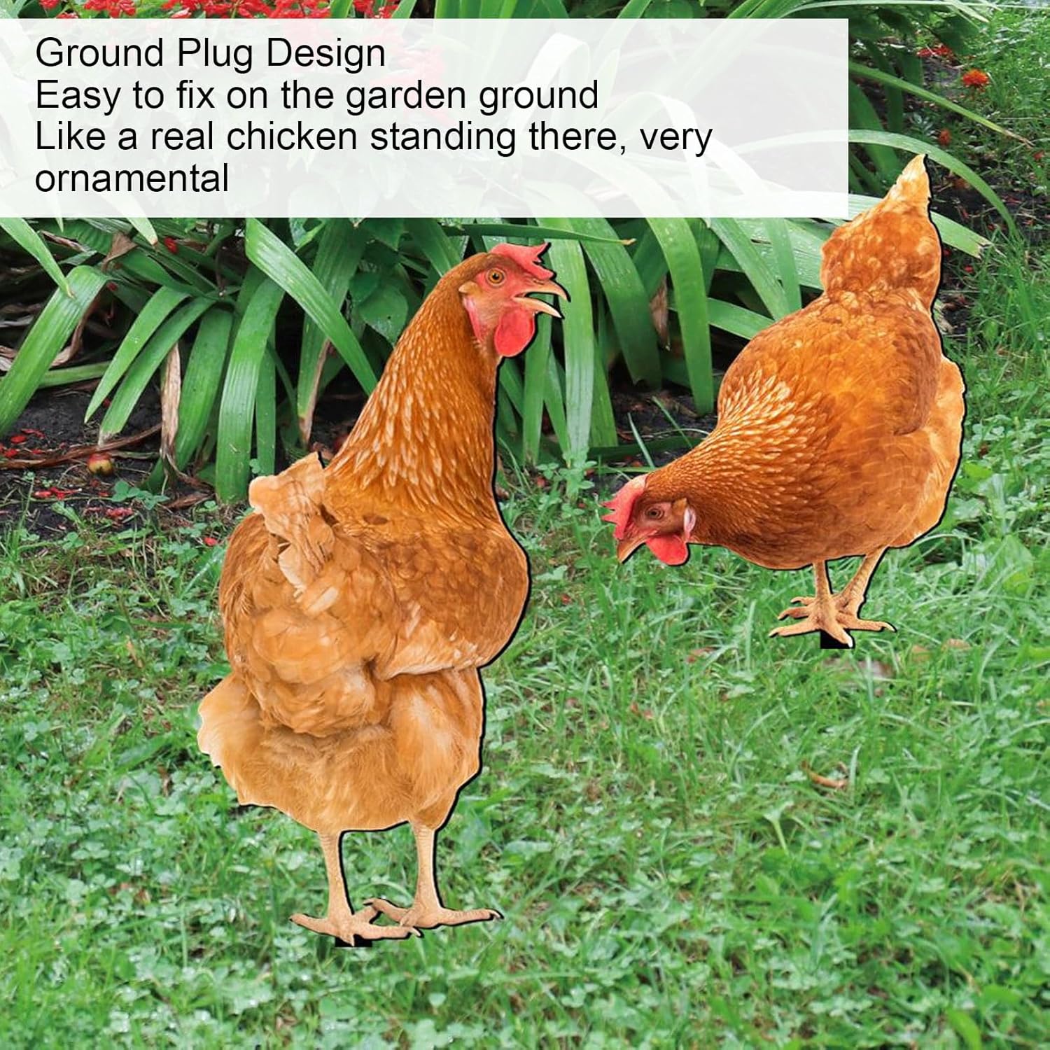 

Loboo Idea 2pcs Garden Chicken Stake, Hen Poultry Statue Rooster Animals Sculpture Acrylic Decorative Animal Figure Stake for Yard Garden Lawn Decor,