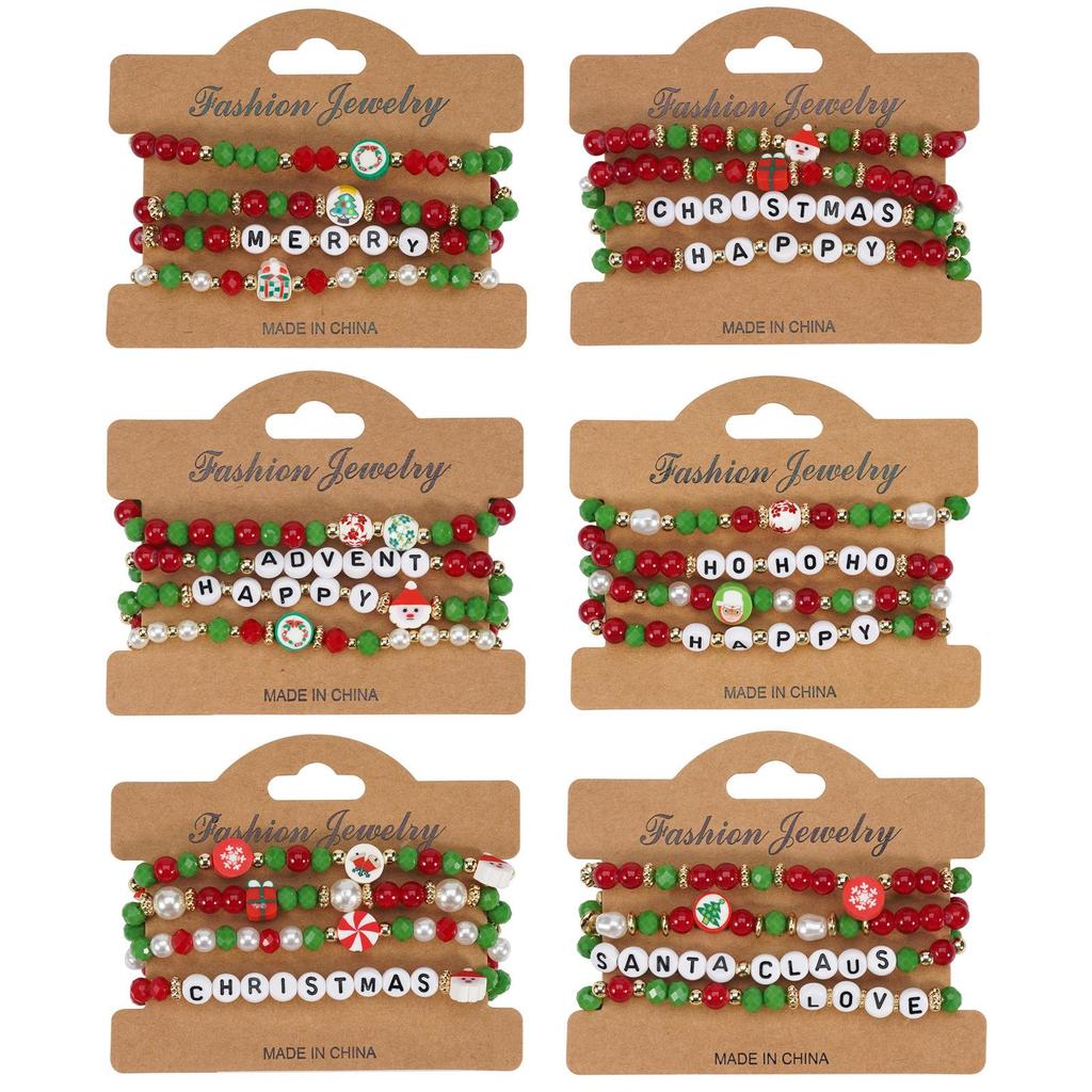Festive Love Christmas Crystal Beaded Bracelet