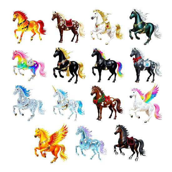 2D Flaches Pferd Auto Hängeornament Acryl Pferd Rückspiegel Anhänger Feiertag Winter Hängezubehör für Weihnachtsbaum Auto Innenraum Wand Fenster