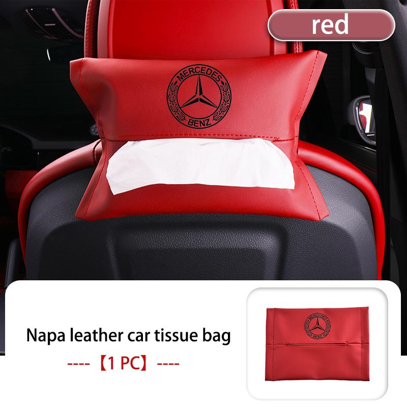 

For Benz Car Armrest Box Seat Back Hanging Tissue Bag Cover Tissue Storage Accessories AMG W213 W124 W108 W126 Exclusive W204