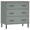 VidaXL Buffet with 3 Drawers Grey 77x40x79.5 Cm Solid Wood OSLO 350980