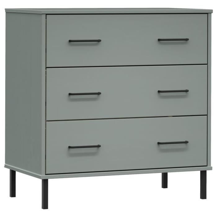 VidaXL Buffet with 3 Drawers Grey 77x40x79.5 Cm Solid Wood OSLO 350980