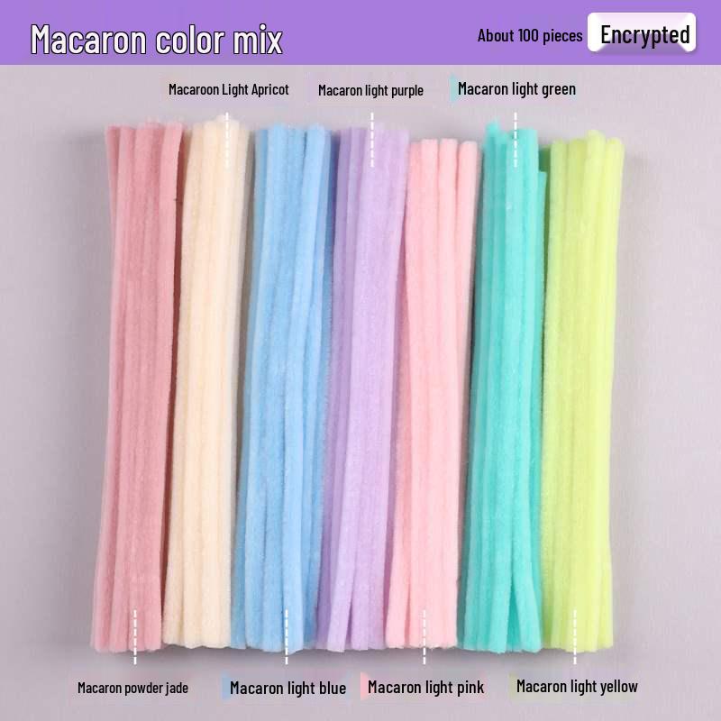 Encrypted Pipe Cleaners: Dense, Thickened 8mm White Strips with Mixed Colors for Handmade DIY Bouquets
