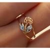 Fashion Creative Gold-Plated Flower Rose Ring For Women