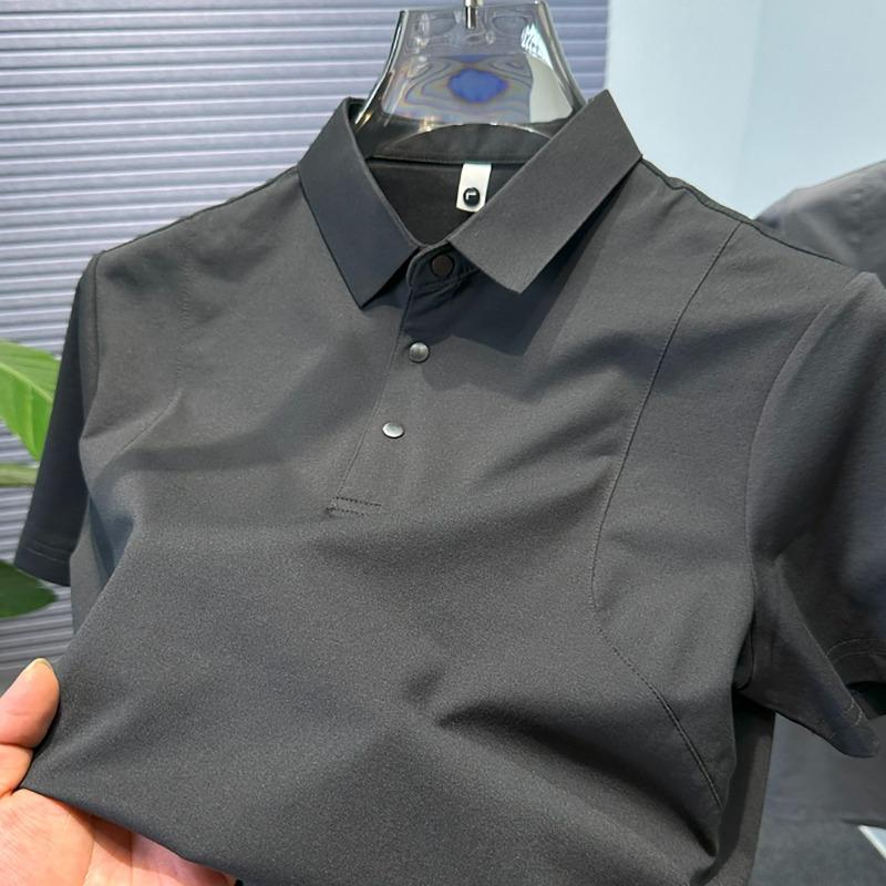 Men Breathable Mesh Panel Short Sleeve Polo Shirt Casual Loose Lightweight Business Casual Summer Top