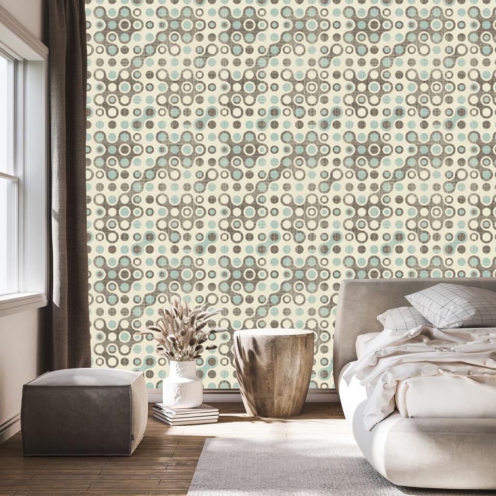 Abstract circles wallpaper in retro style for living room and bedroom 50x1000