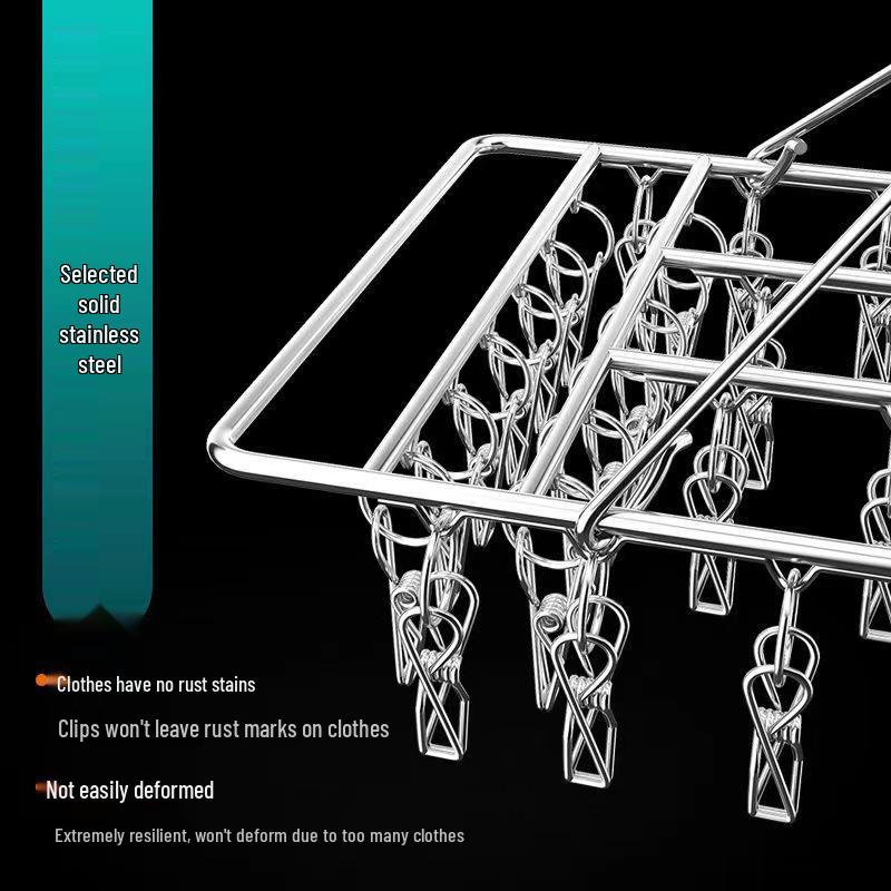Rotating Stainless Steel Sock Drying Rack with Anti-Drop Pegs for Home and Dormitory Use