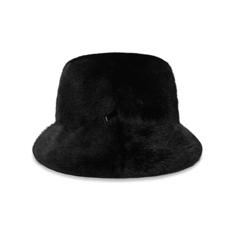 VARZAR VA Long Label Fur Bucket Hat Black
