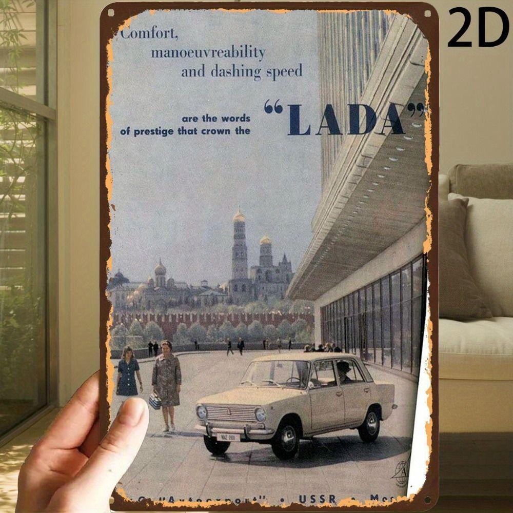 Lada Retro Metal Tin Sign Garage Wall Decor Vintage Car