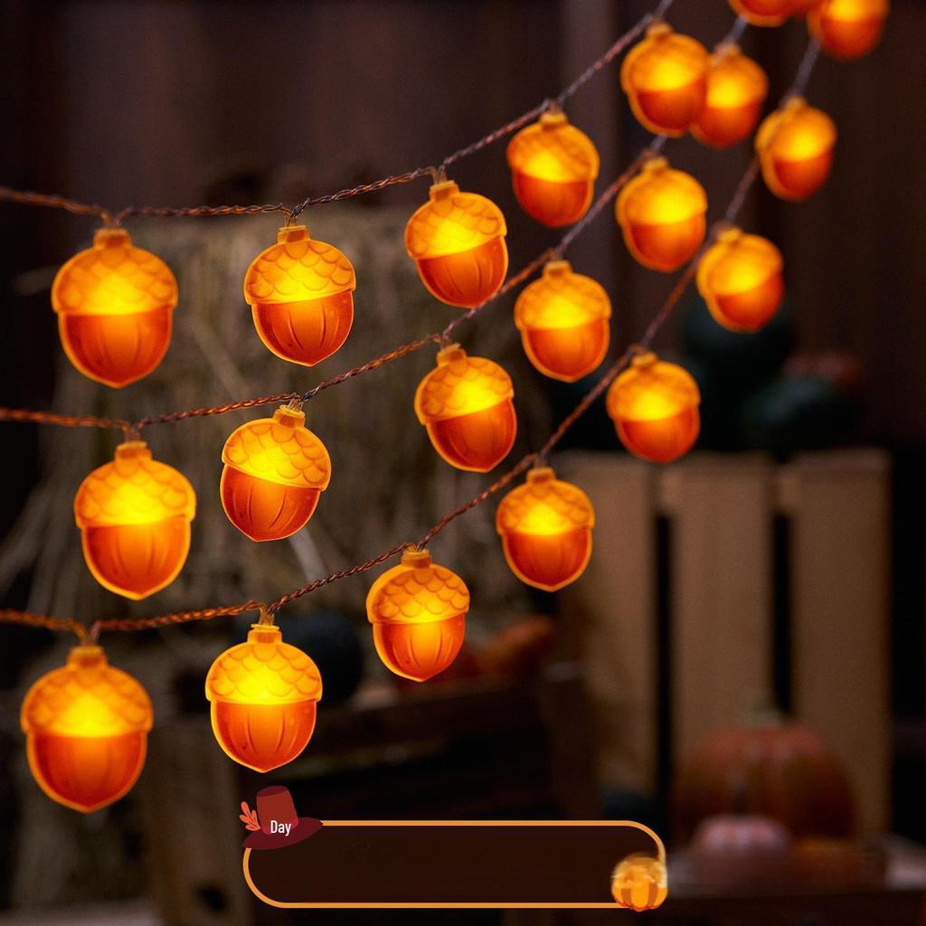LED Pumpkin & Maple Leaf String Lights for Halloween & Thanksgiving Decor