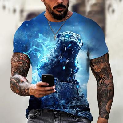 Tiger Kämpfen Tier Bestie Wild 3D Druck T-Shirt Sommer Herren Kurzarm Oberteile Tees Herren Designer T-Shirts