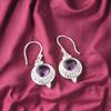Amethyst Gemstone 925 Sterling Silver Jewelry Handmade Earrings 3.0" For Women EE-117-3