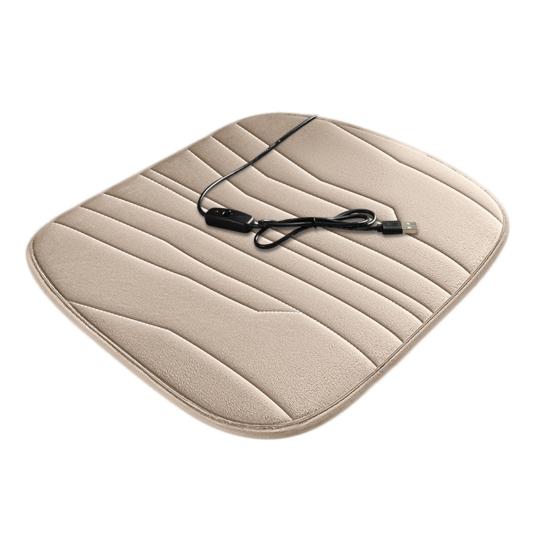 12V Heated Car Seat Cushion 17.72"x17.72" Thick Memory Foam Seat Protector Pad Anti-Slip Bottom Car Seat Pad for Car Office Home Use