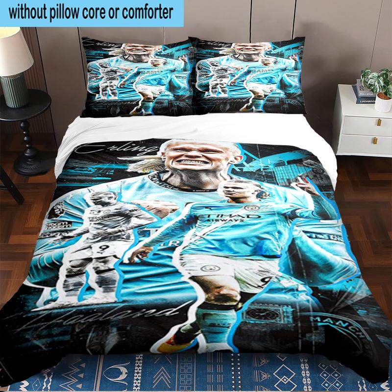 Haaland Calciatore Set Biancheria da Letto 3 Pezzi Stampa 2D (Include 1 Copripiumino + 2 Federe Senza Imbottitura), Decorazione camera da letto, Regalo ventilatore