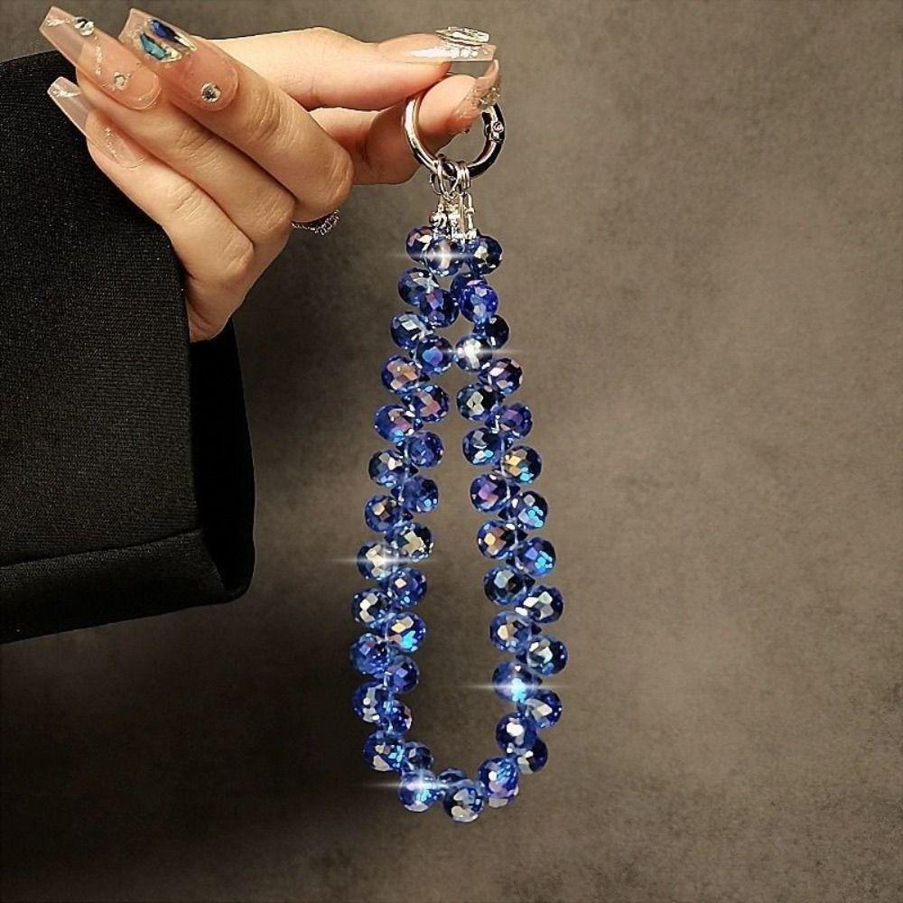 Stylový třpytivý křišťálový korálkový přívěsek, průhledný barevný krystalový řetízek na zápěstí, odnímatelný šňůrka na telefon pro ženy a dívky
