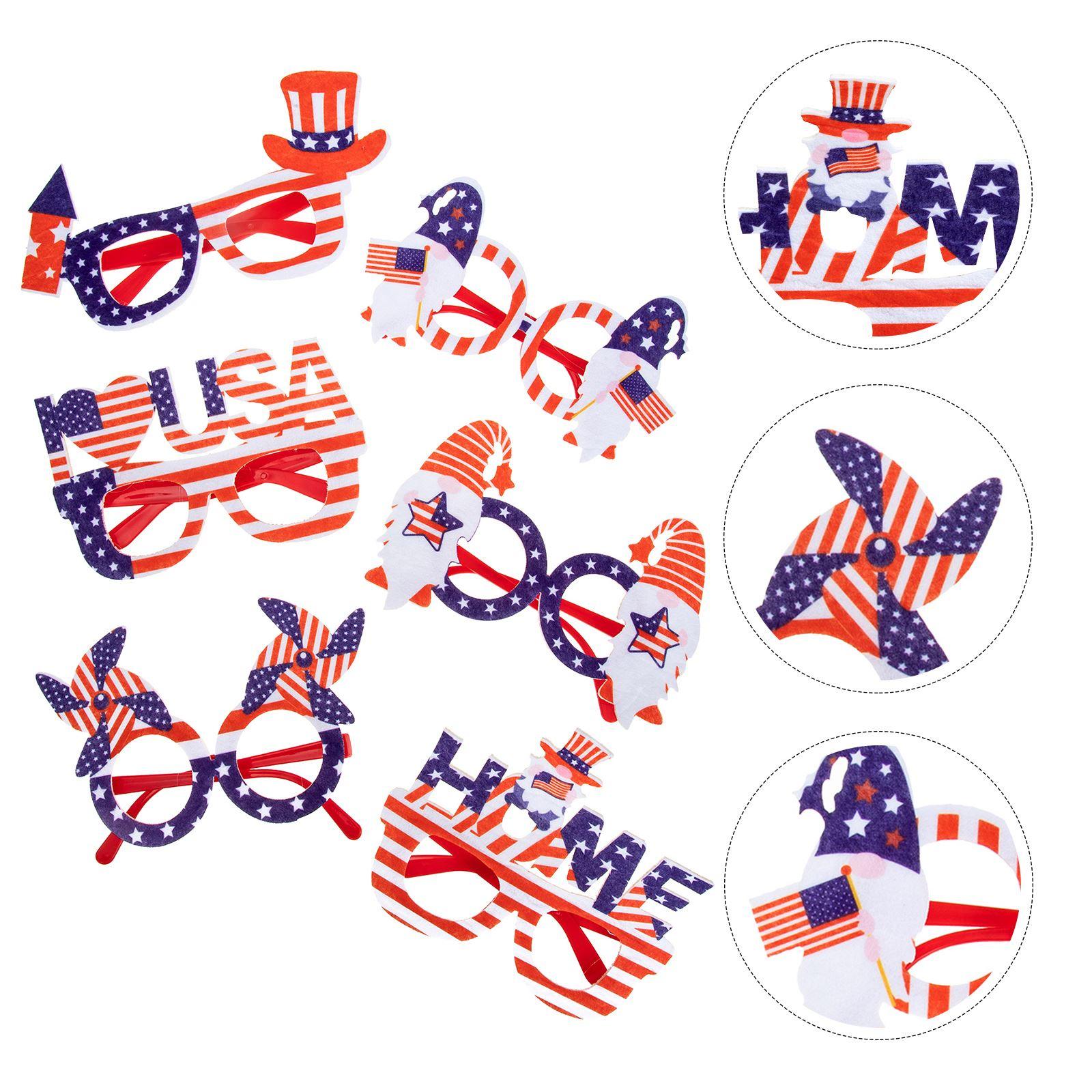 

6 шт. очки на День независимости реквизит для фотосессии на вечеринку очки для косплея забавные украшения патриотический пластик 16x15cm