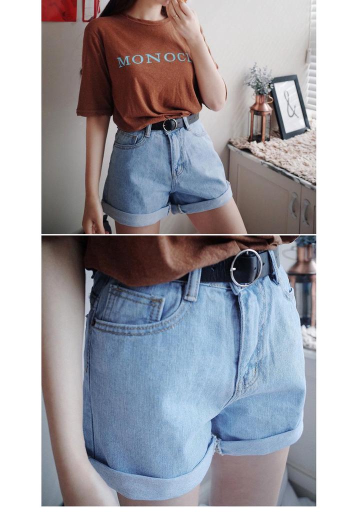 Wubi Women's High-Waisted Korean Style Denim Shorts for Summer